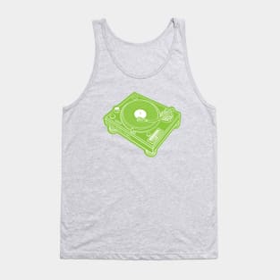 Turntable (White Lines + Yellow Green Drop Shadow) Analog / Music Tank Top